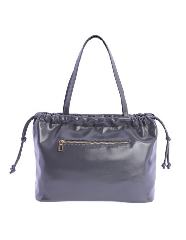 Bolso Hombro Piel Brillante Gris