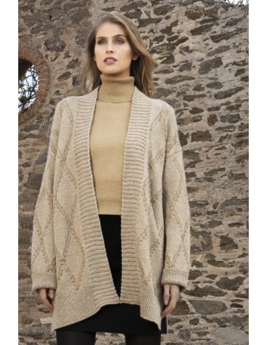 Cárdigan Jacquard Lúrex Beige-Oro